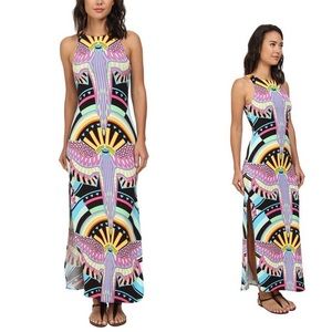 Mara Hoffman Swim Rainbow Bird Black Maxi Tank Dress